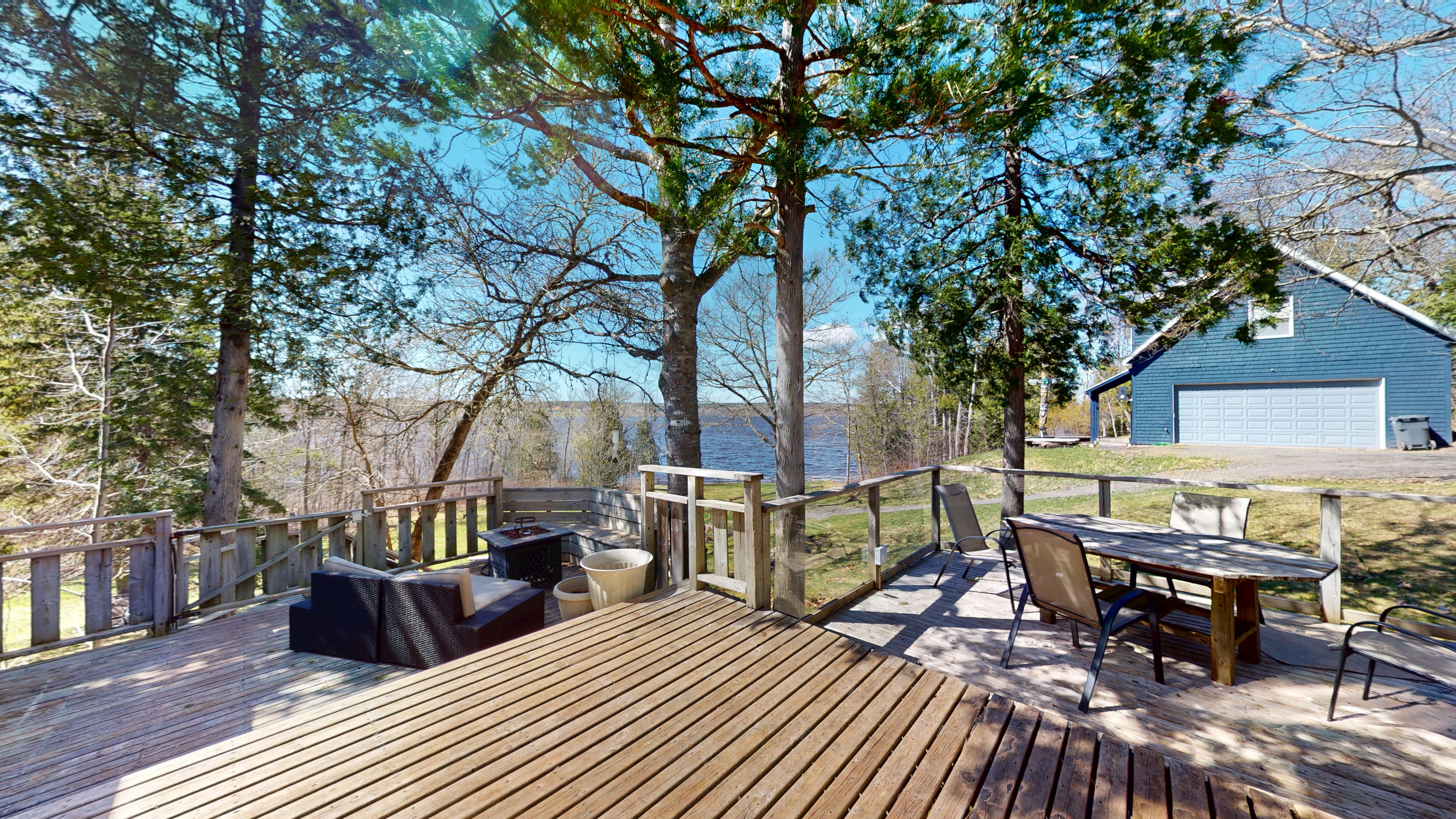 Three tiered deck facing waterfront